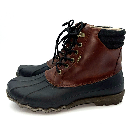 Sperry Boots Mens 9 Brown Black Waterproof Avenue Duck Lug Top Sider STS10548 main image 11
